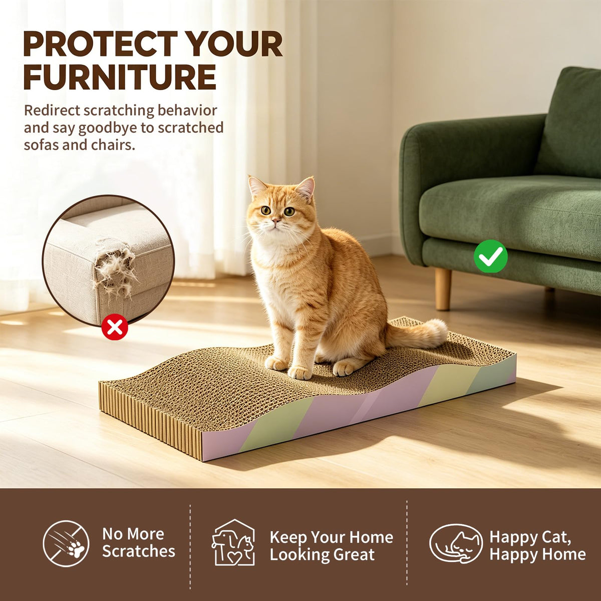Cat Scratching Board 2-Pack, Reversible Cat Scratcher Pad