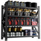 Heavy Duty 4 Shelf Garage Shelving Unit with Adjustable Steel Frame - Black