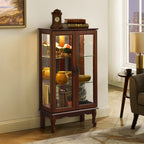 Lighted Curio Display Cabinet with Adjustable Shelves - Light Brown, Dark Brown, Dark Red