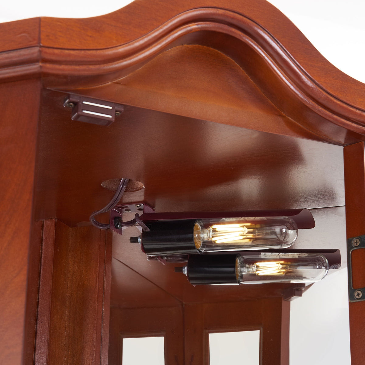 Corner Curio Cabinet with Lights and Adjustable Shelves - Walnut