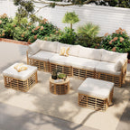 Outdoor Patio Furniture, All-Weather Rattan Sectional Sofa Set With Thick Cushions And Pillows