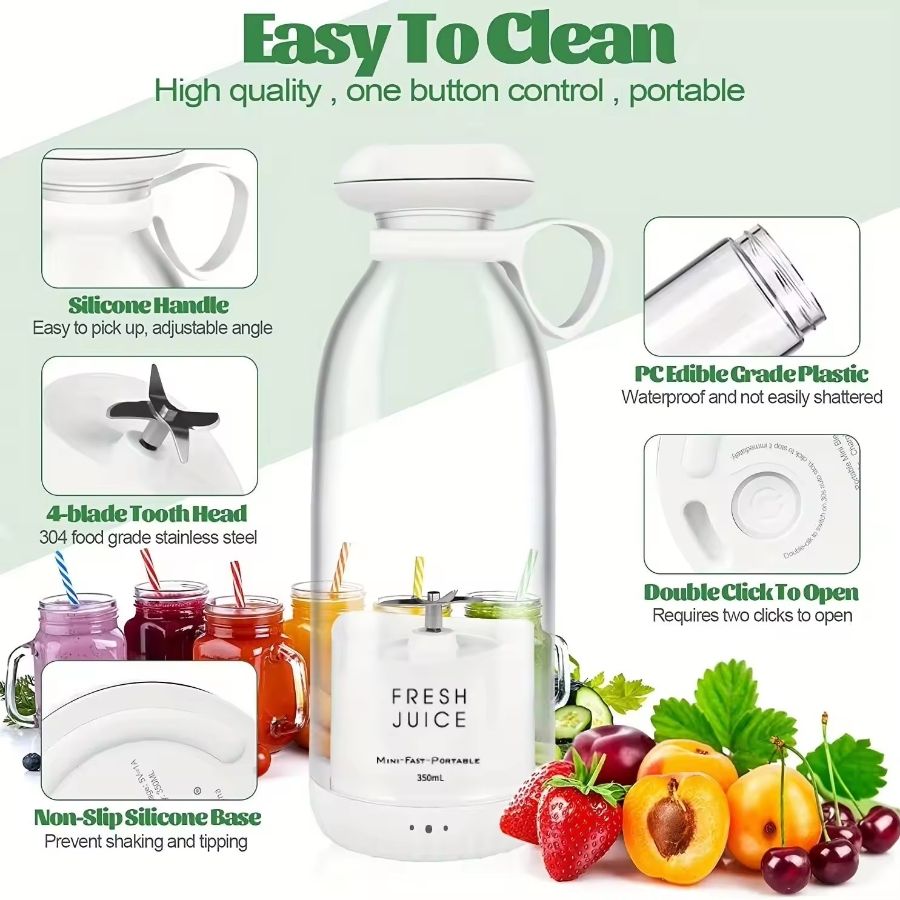 350ml Electric Juicer Blender Mini Portable Blender Bottle USB Rechargeable Fruit Mixers Juicers Multifunction Juice Maker Machine Food Milkshake Cup