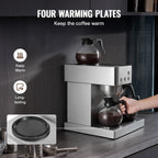 Commercial Drip Coffee Maker, 12 Cups Coffee-Maker Machine with 4 Glass Carafes and 4 Decanter plates