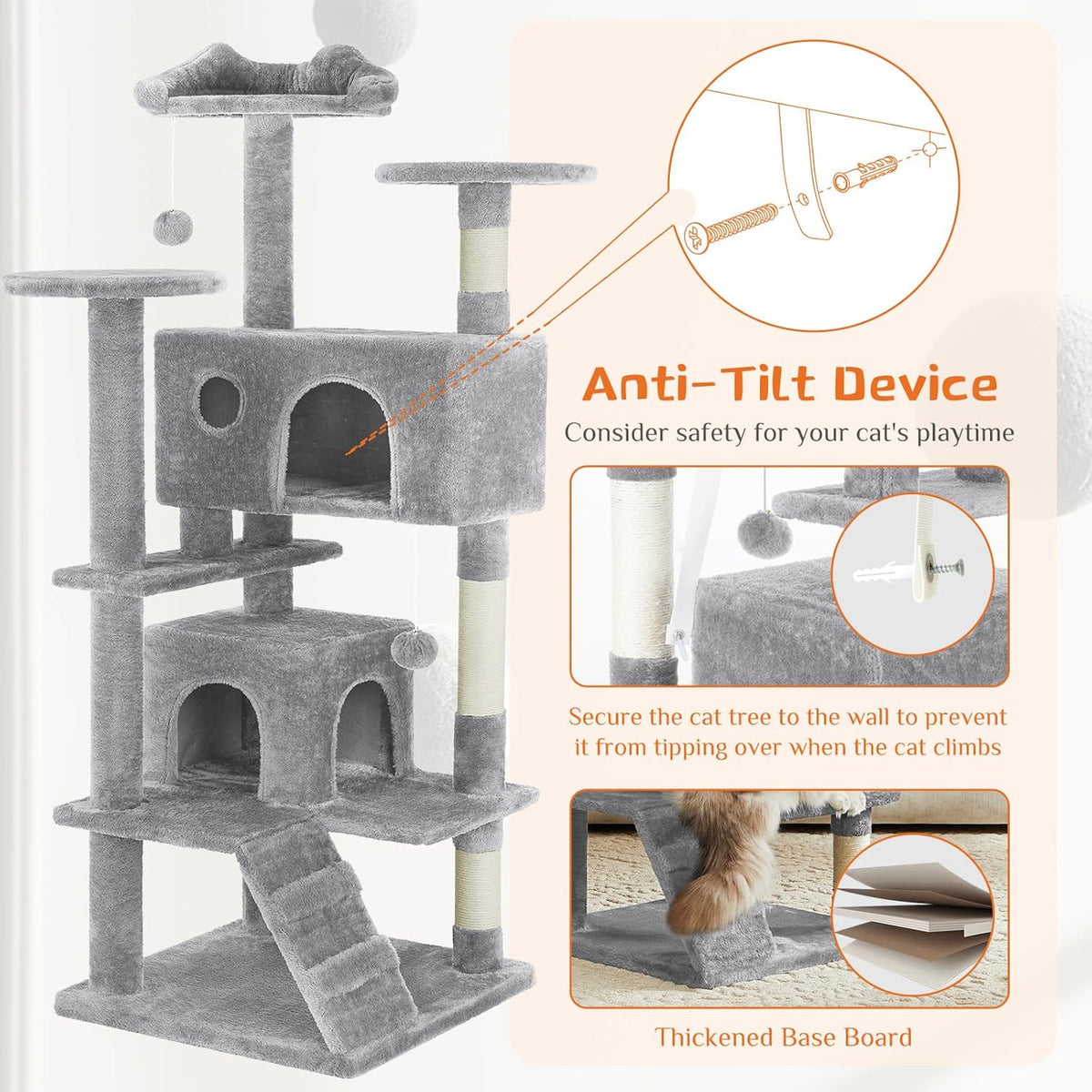 54 -Cat Tree Tower - Multi-level With Sisal Grab Post