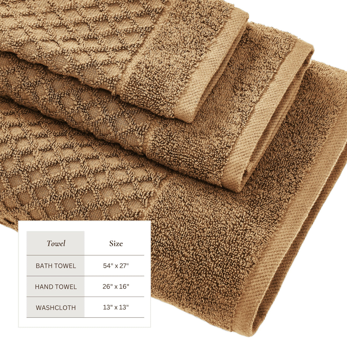 Cotton Diamond Waffle Weave Bath Towel Set - Grayson Collection