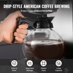 Commercial Drip Coffee Maker, 12 Cups Coffee-Maker Machine with 4 Glass Carafes and 4 Decanter plates