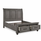 Panel 3 Piece Bedroom Set with Nightstands - Dark Gray or Dark Brown