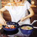 Frying Pan Sets Non Stick 3 Pieces Blue 3D Diamond Cookware