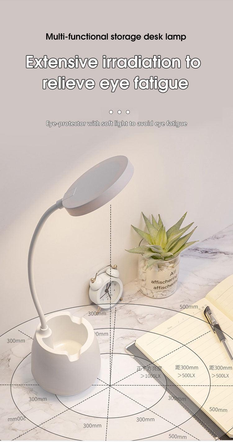 LED Table Lamp With Pen Holder Touch Dimmable Flexo Desk Lamp USB Rechargeable