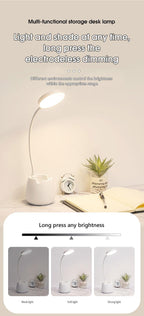 LED Table Lamp With Pen Holder Touch Dimmable Flexo Desk Lamp USB Rechargeable
