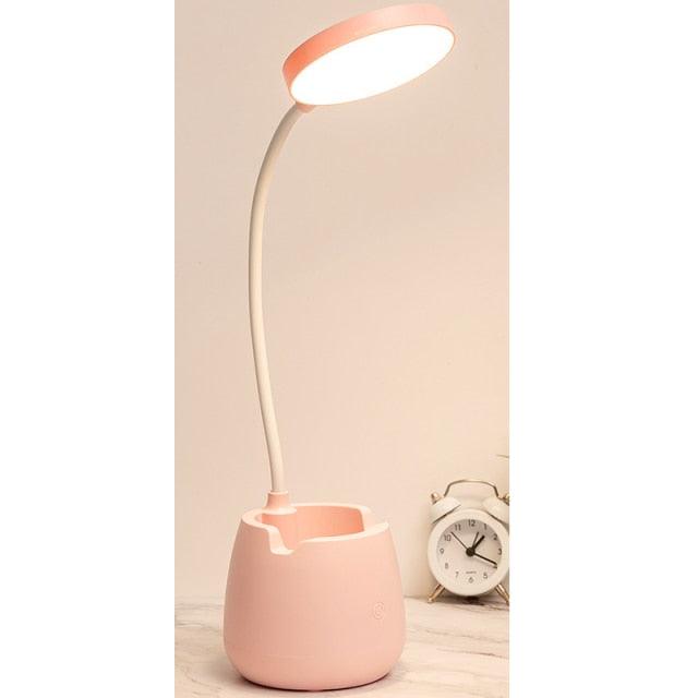 LED Table Lamp With Pen Holder Touch Dimmable Flexo Desk Lamp USB Rechargeable