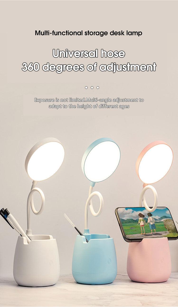 LED Table Lamp With Pen Holder Touch Dimmable Flexo Desk Lamp USB Rechargeable