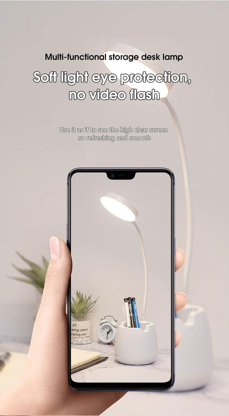 LED Table Lamp With Pen Holder Touch Dimmable Flexo Desk Lamp USB Rechargeable