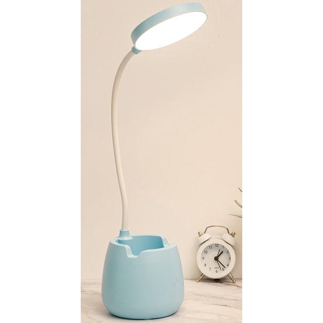 LED Table Lamp With Pen Holder Touch Dimmable Flexo Desk Lamp USB Rechargeable