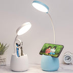 LED Table Lamp With Pen Holder Touch Dimmable Flexo Desk Lamp USB Rechargeable