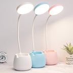 LED Table Lamp With Pen Holder Touch Dimmable Flexo Desk Lamp USB Rechargeable