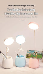 LED Table Lamp With Pen Holder Touch Dimmable Flexo Desk Lamp USB Rechargeable