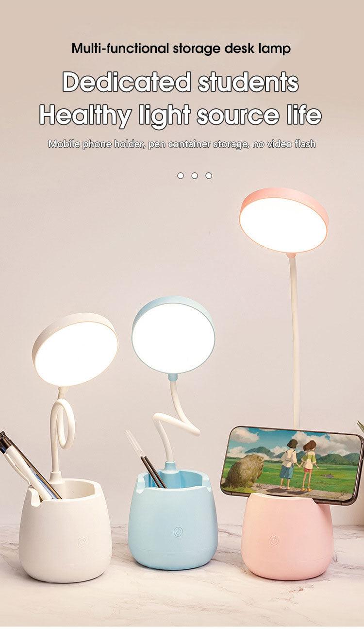 LED Table Lamp With Pen Holder Touch Dimmable Flexo Desk Lamp USB Rechargeable