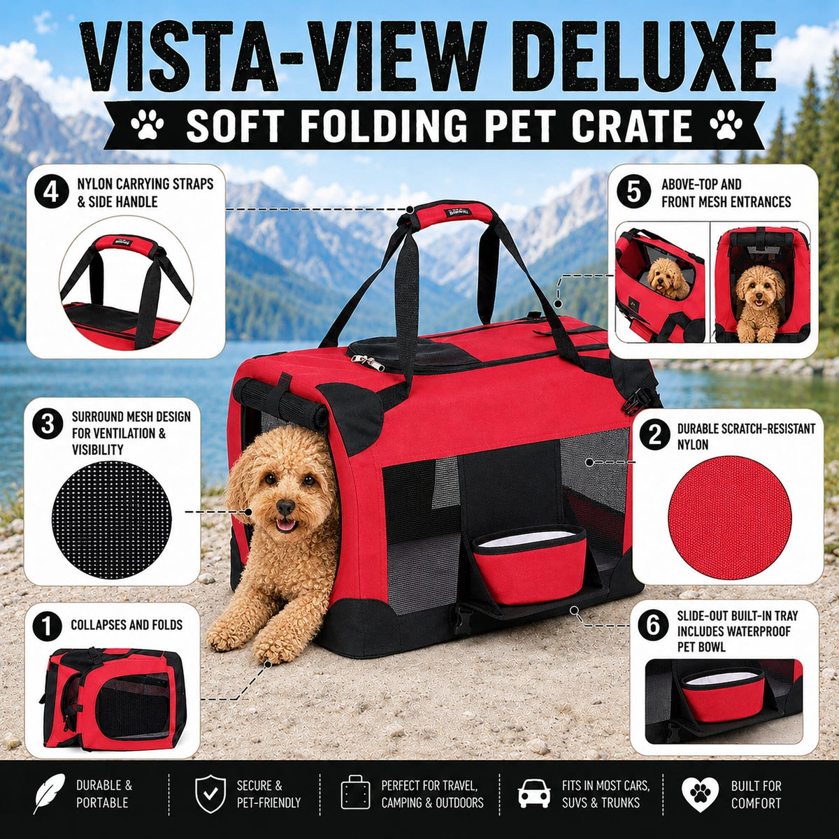 Pet Life ® 'Deluxe 360° Vista View' Zippered Soft Folding Collapsible Metal Framed