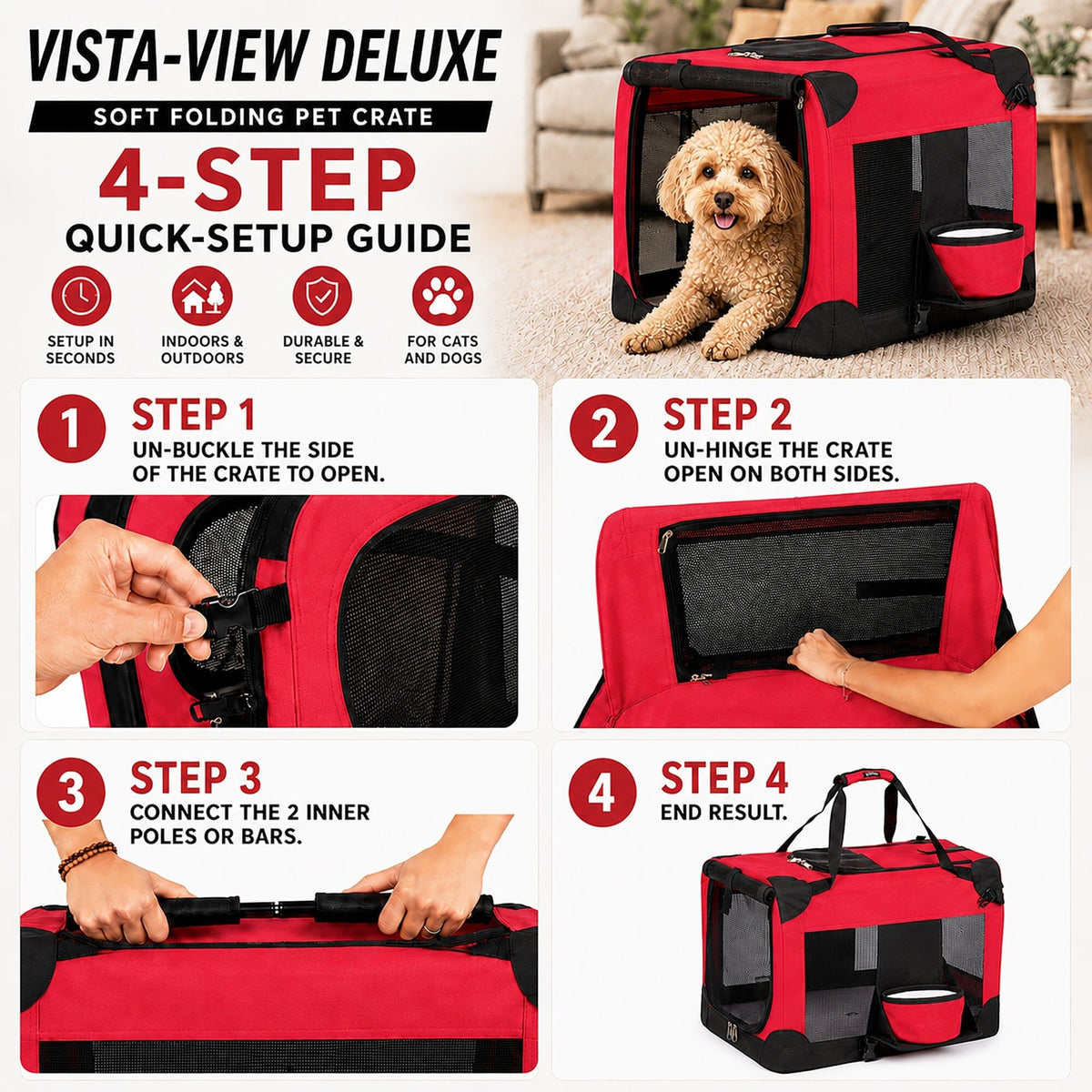 Pet Life ® 'Deluxe 360° Vista View' Zippered Soft Folding Collapsible Metal Framed