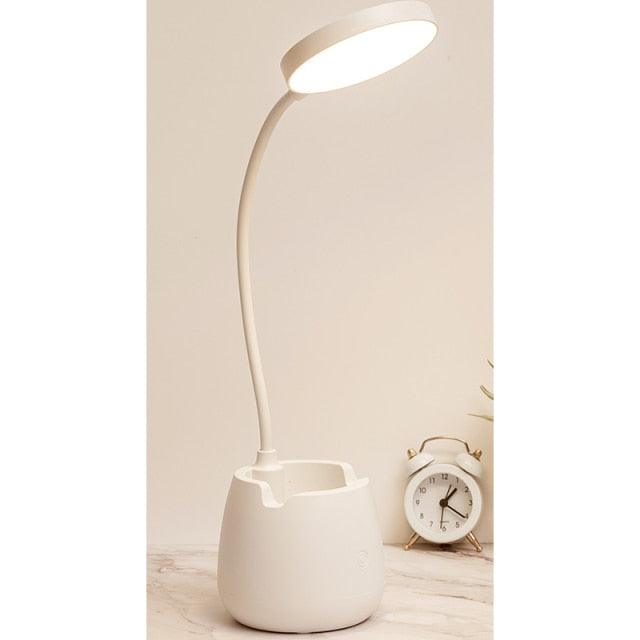 LED Table Lamp With Pen Holder Touch Dimmable Flexo Desk Lamp USB Rechargeable