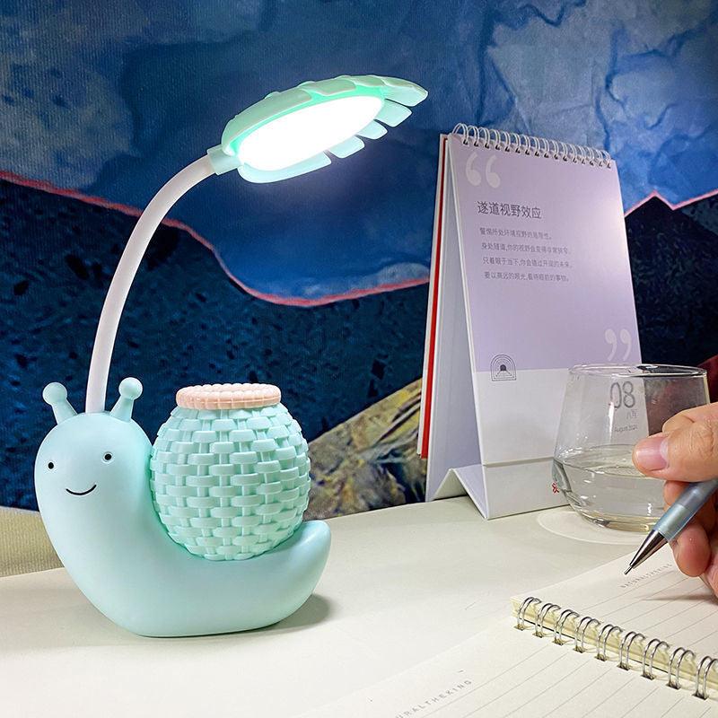 Snail Led Table Lamp Cute Pen Holder Desk Light