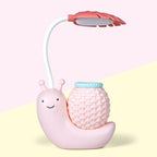 Snail Led Table Lamp Cute Pen Holder Desk Light