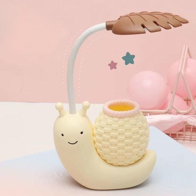 Snail Led Table Lamp Cute Pen Holder Desk Light