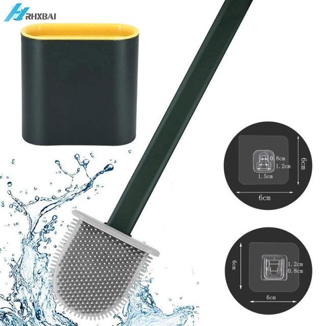 Silicone Bristles Toilet Brush And Holder For Bathroom