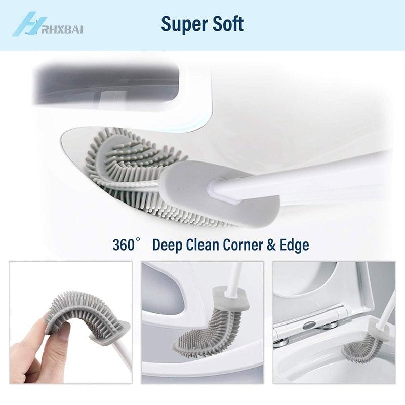 Silicone Bristles Toilet Brush And Holder For Bathroom