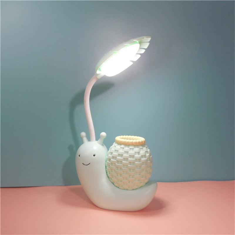 Snail Led Table Lamp Cute Pen Holder Desk Light