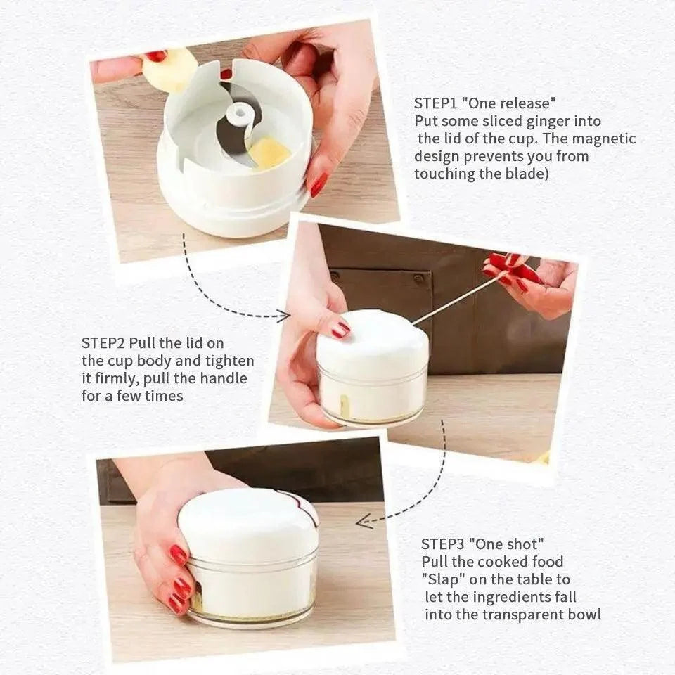 White Mini Multifunctional Kitchen Accessories Vegetable Press Manual Puller